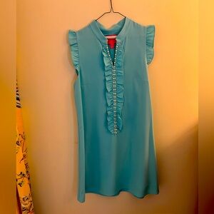 Lilly Pulitzer aqua blue sleeveless dress with pearls